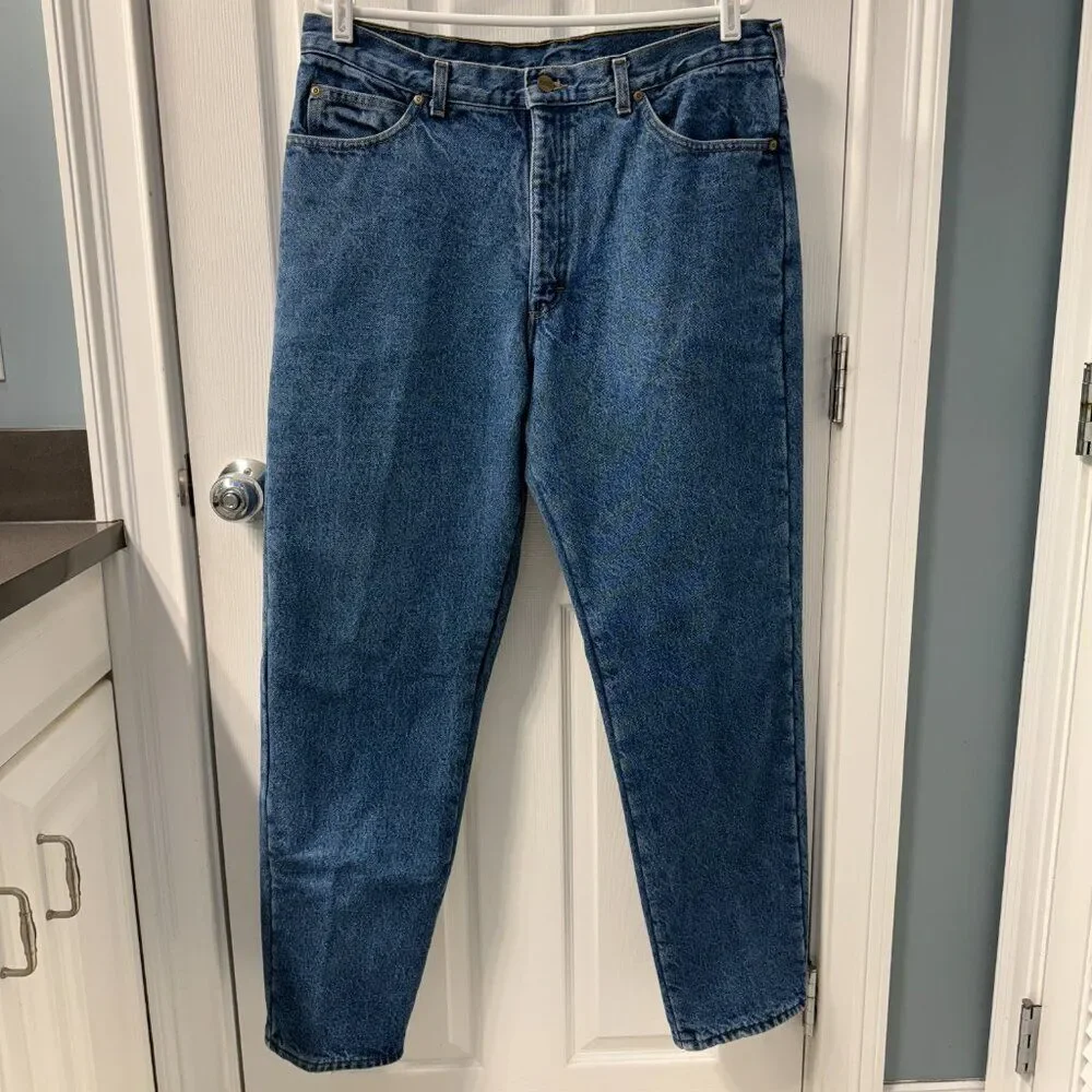Vintage L.L. Bean USA Fleece Lined Heavy Denim Jeans Medium Wash Size 36 x 32
